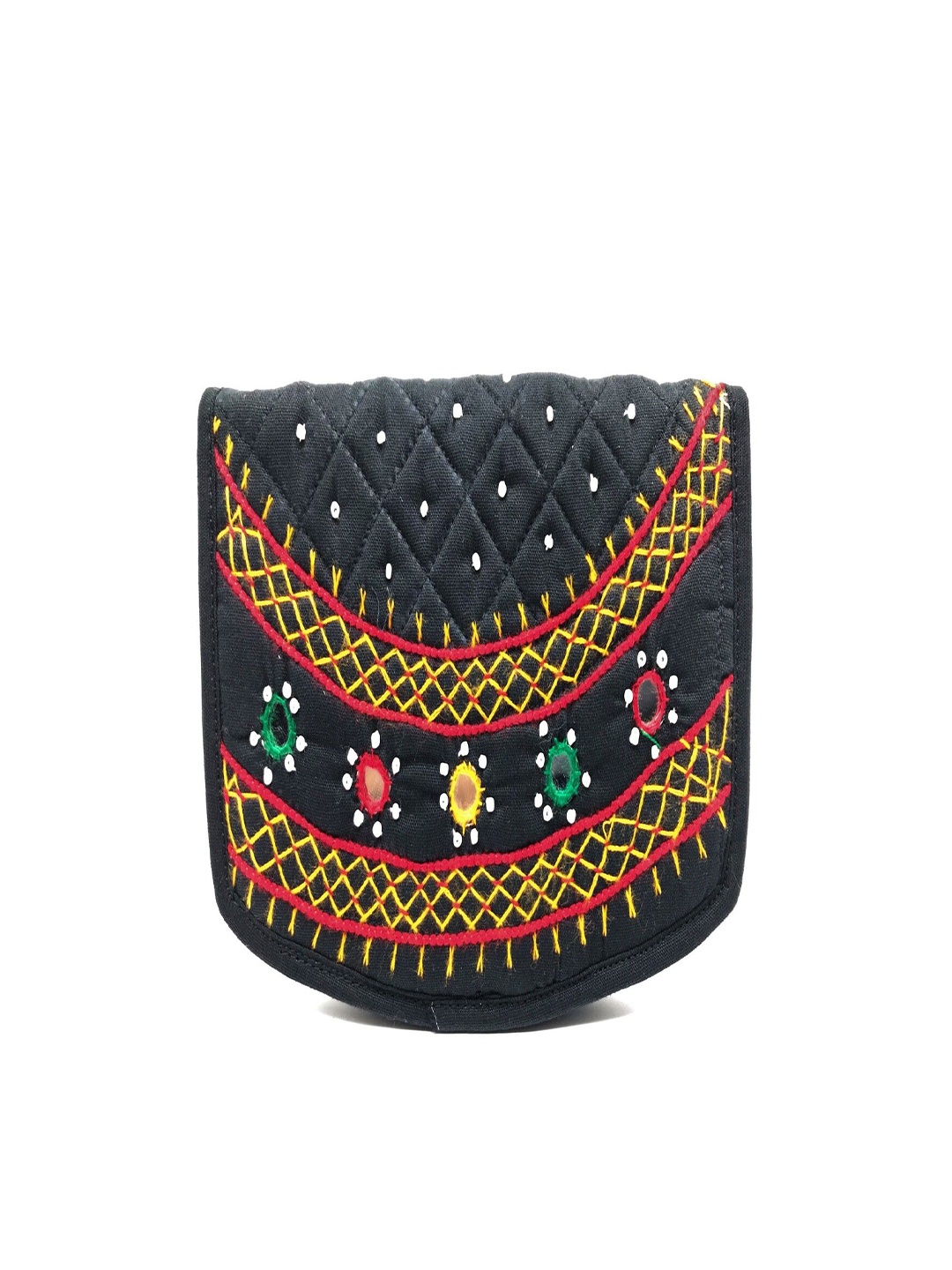 

SriShopify Handicrafts Women Floral Two Fold Wallet, Black