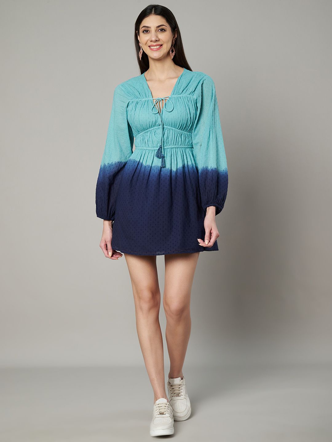 

Amagyaa Tie and Dye Dyed A-Line Mini Dress, Blue