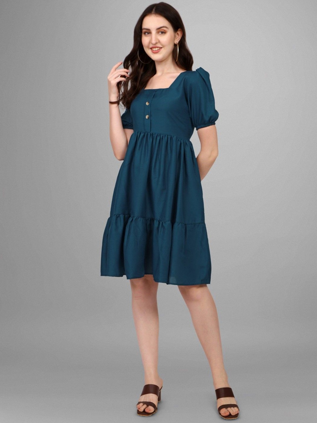 

Raiyani Fashion Applique Crepe Fit & Flare Dress, Blue