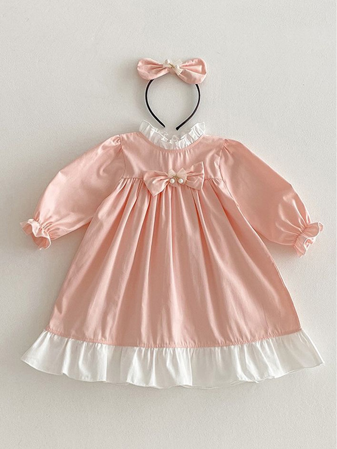 

LULU & SKY Puff Sleeve A-Line Dress, Pink