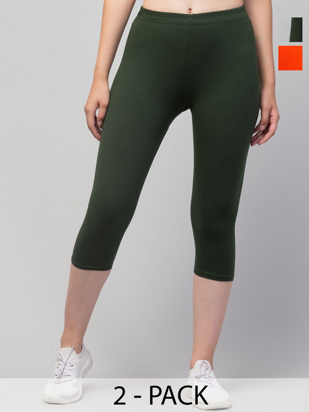 

UllasPemium Women Skinny Fit Capris, Orange