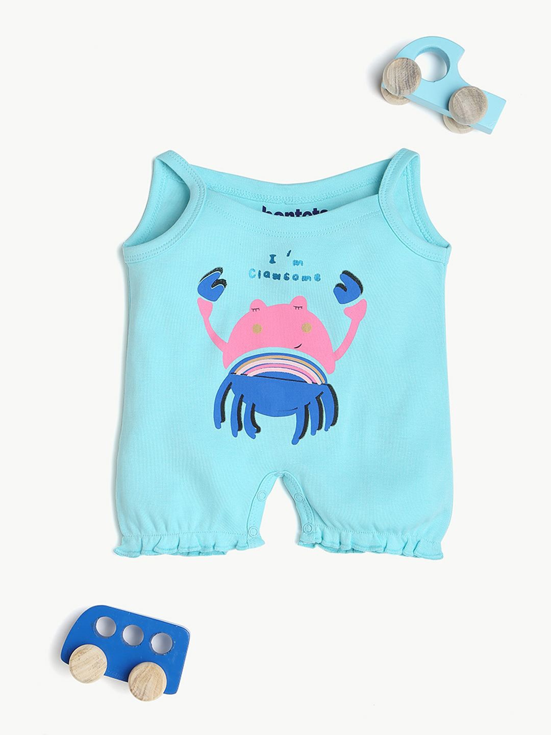 

BONTOTS Infant Boys Printed Pure Cotton Soft & Rash-Free Romper, Blue
