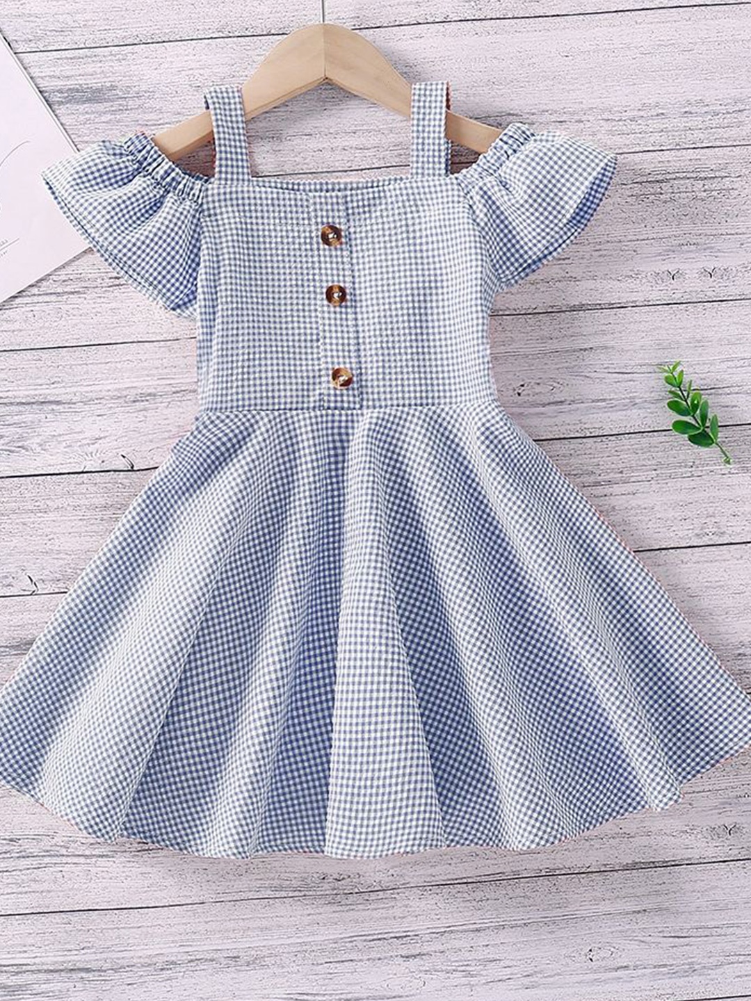 

LULU & SKY Checked Peplum Dress, Blue