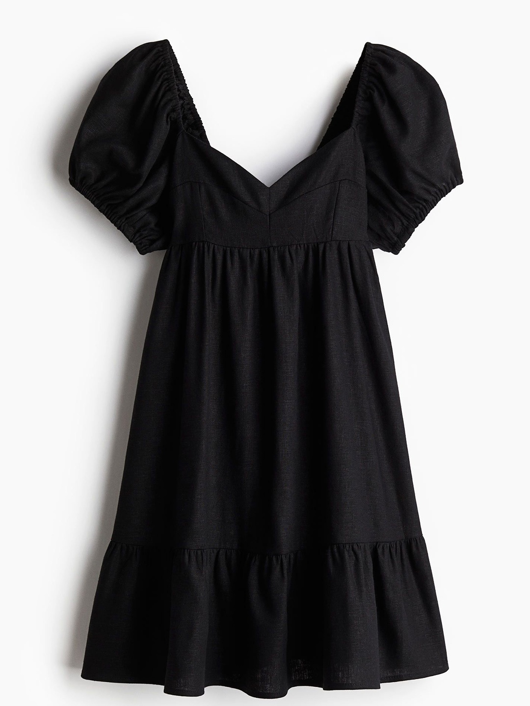

H&M Puff-Sleeved Dress, Black