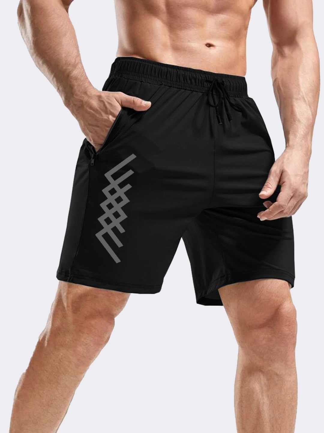 

3Colors Men Low-Rise Running Sports Shorts, Black