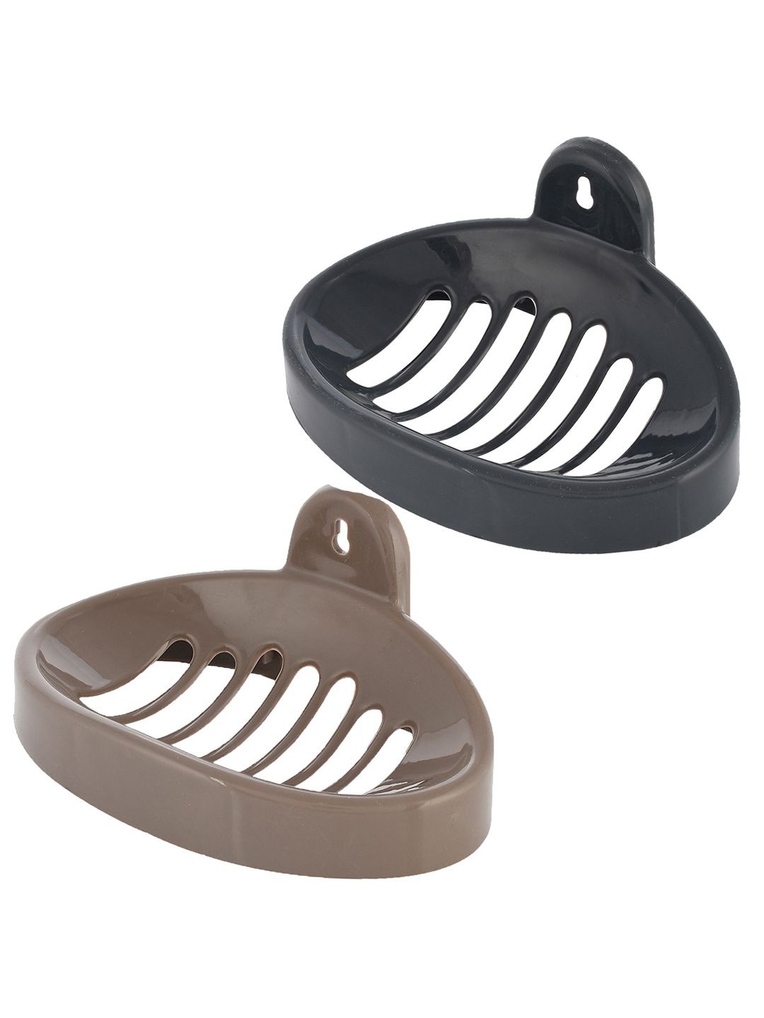 

Kuber Industries Grey & Brown 2 piece Solid Plastic Soap Dish