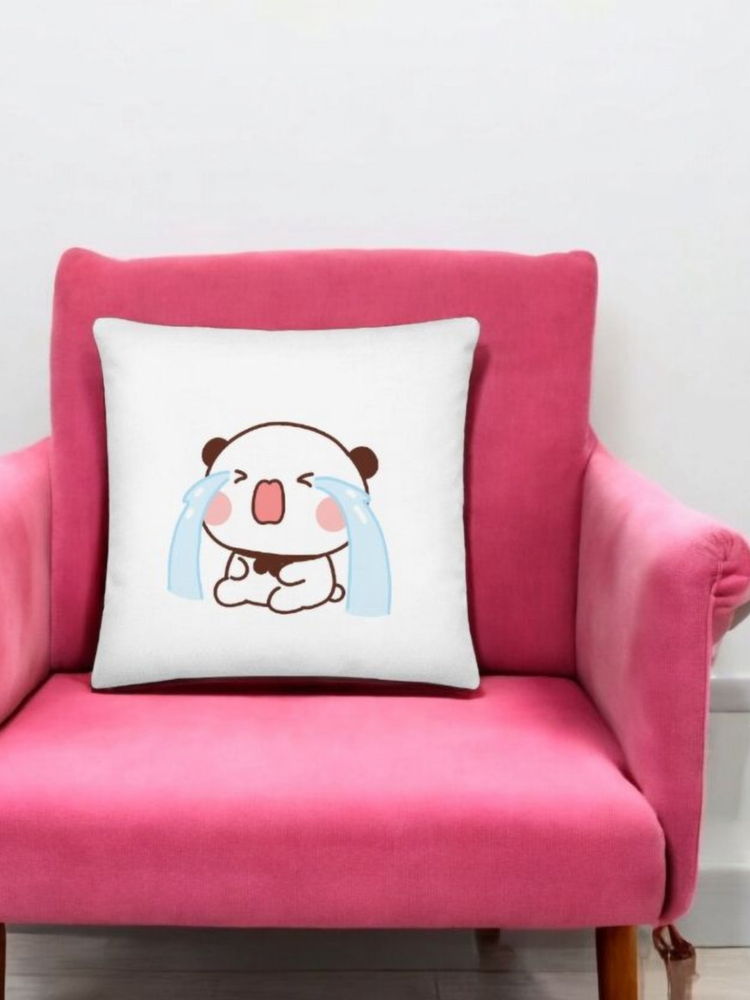 

Anikmart White & Blue Printed Square Shaped Pre-Filled Cushion