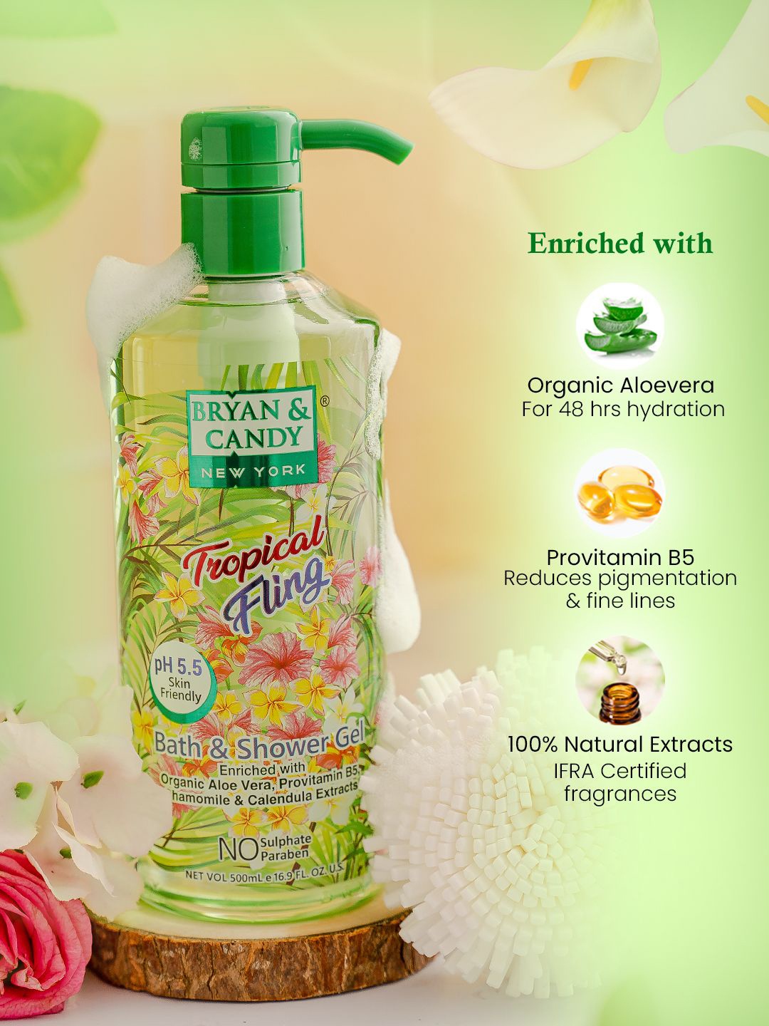 

BRYAN & CANDY NEW YORK Tropical Fling Shower Gel- 500 ml, Green