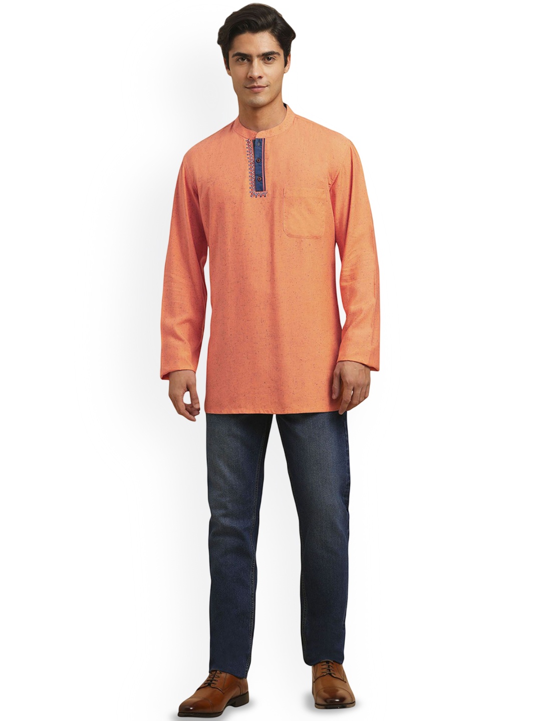 

Arch element Men Thread Work Kurta, Orange