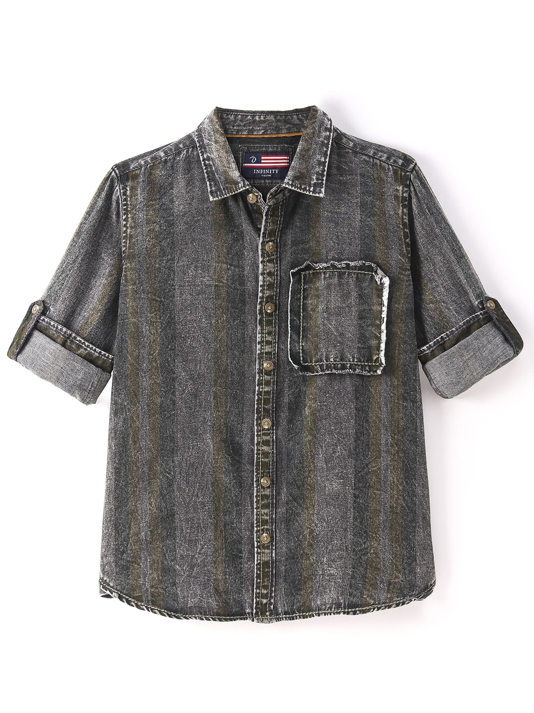 

Infinity Boys Faded Opaque Striped Casual Shirt, Grey