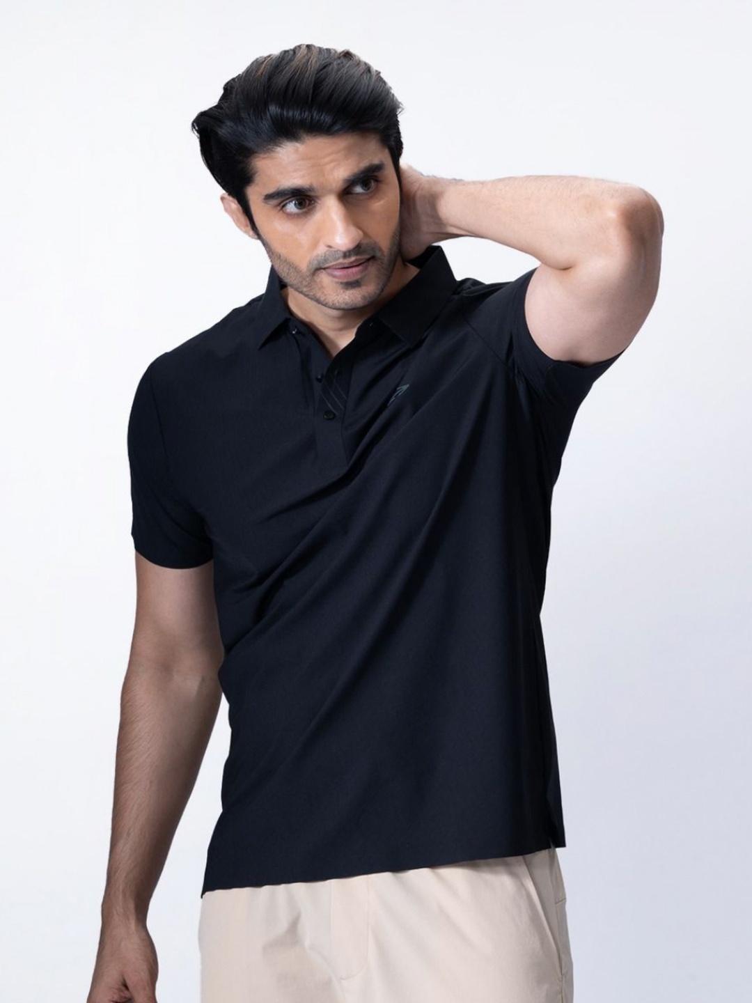 

STRCH Men Polo Collar Anti Odour Pockets T-shirt, Black