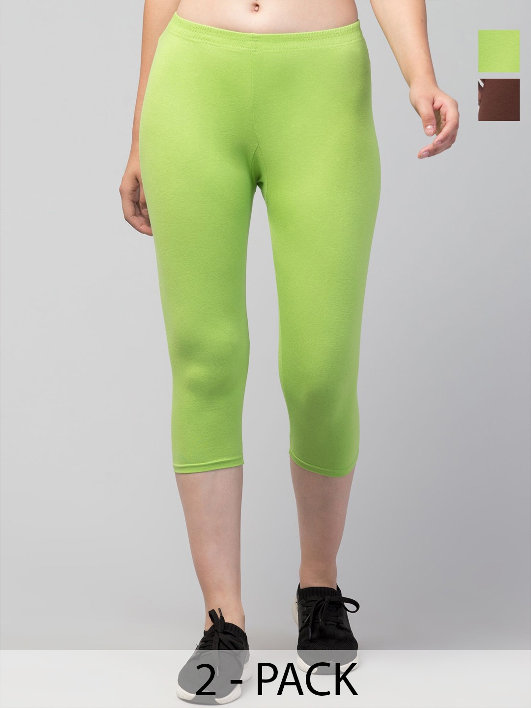 

UllasPemium Women Skinny Fit Capris, Brown