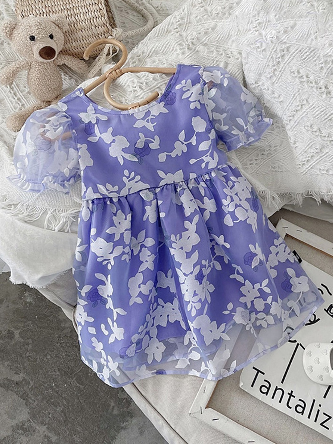 

LULU & SKY Floral Print Peplum Dress, Violet