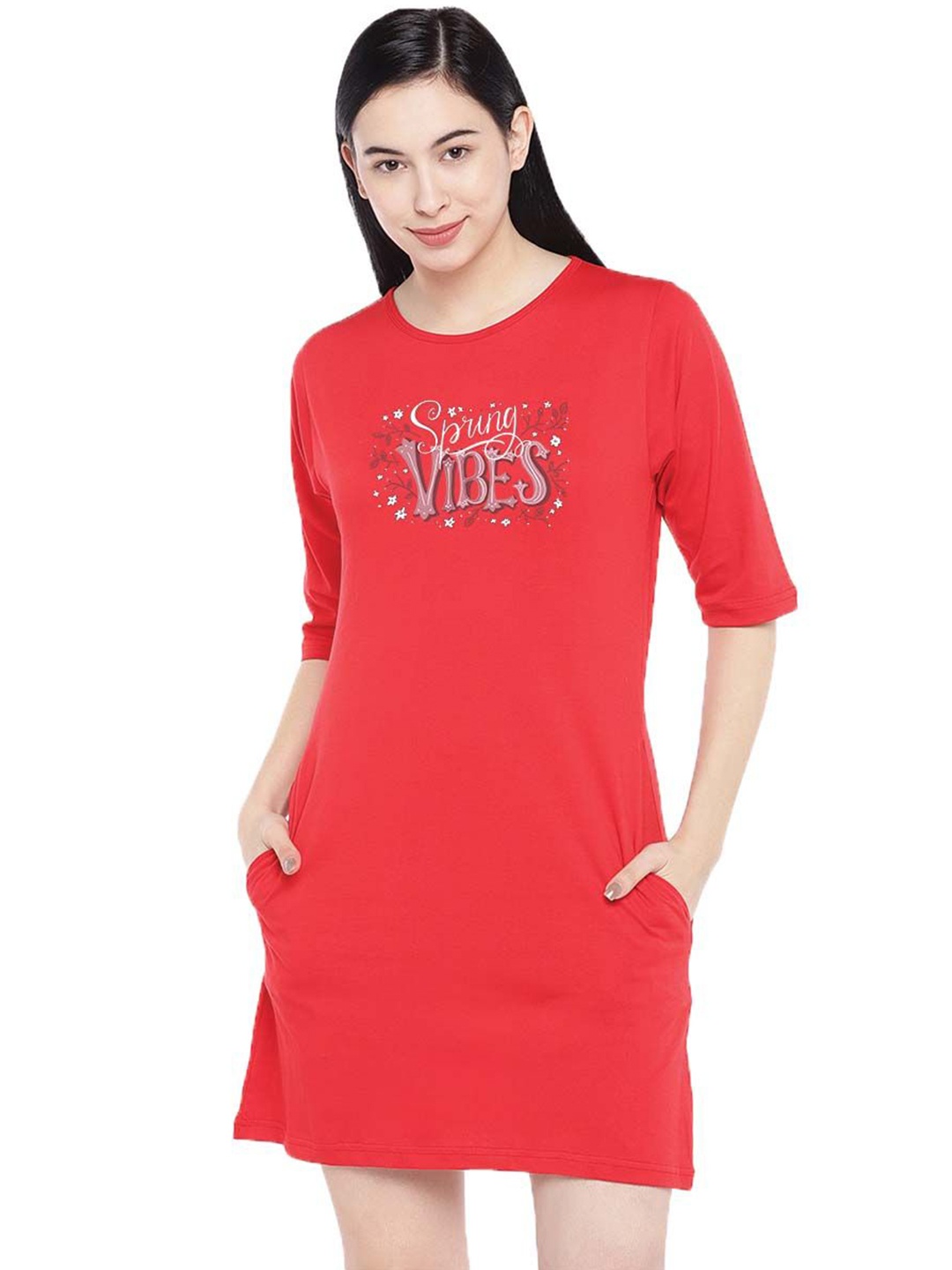 

Moda Rapido Print T-shirt Dress, Red