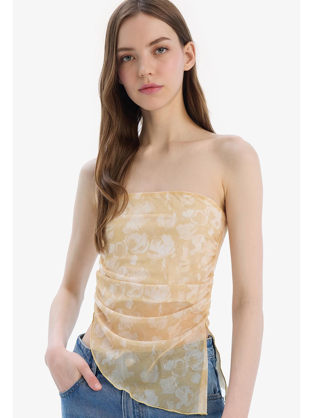 

DeFacto Floral Print Tube Top, Na