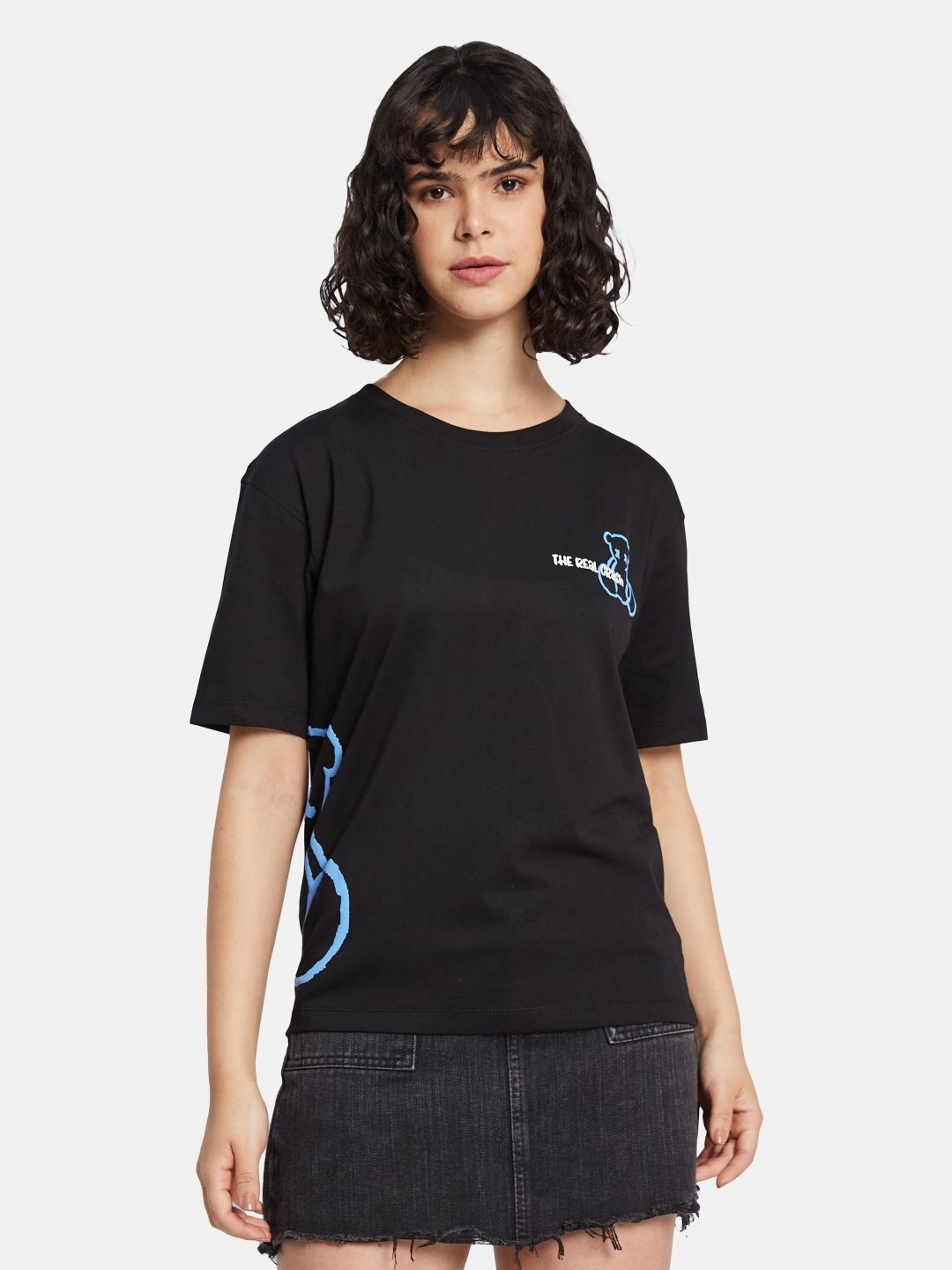 

METTLE Women Printed T-shirt, Black