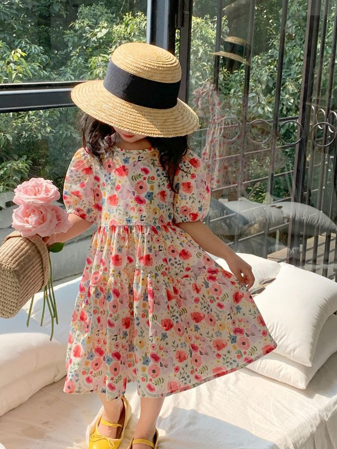 

LULU & SKY Floral Print Fit & Flare Dress, Red