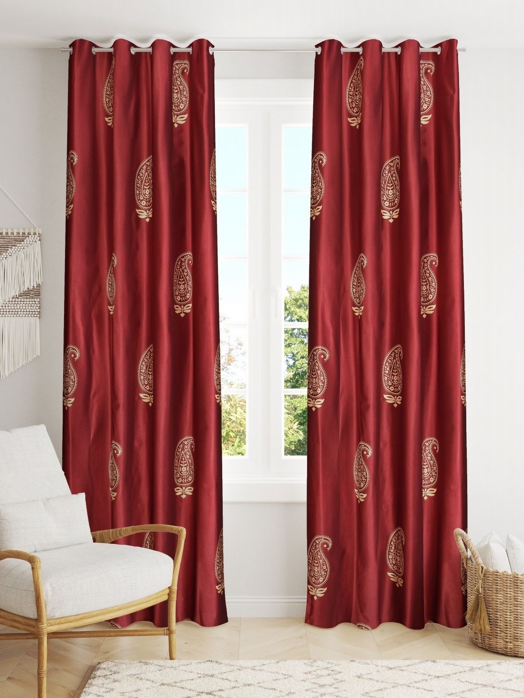 

Galaxy Home Decor Maroon Set of 2 Window Curtain