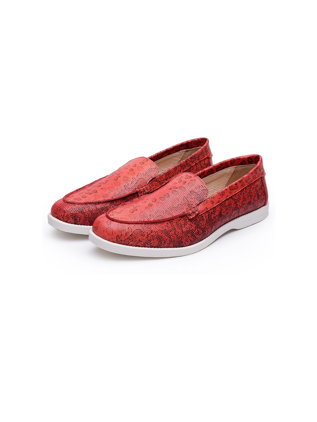 

SHUTIQ Men Printed Leather Slip-On Sneakers, Red