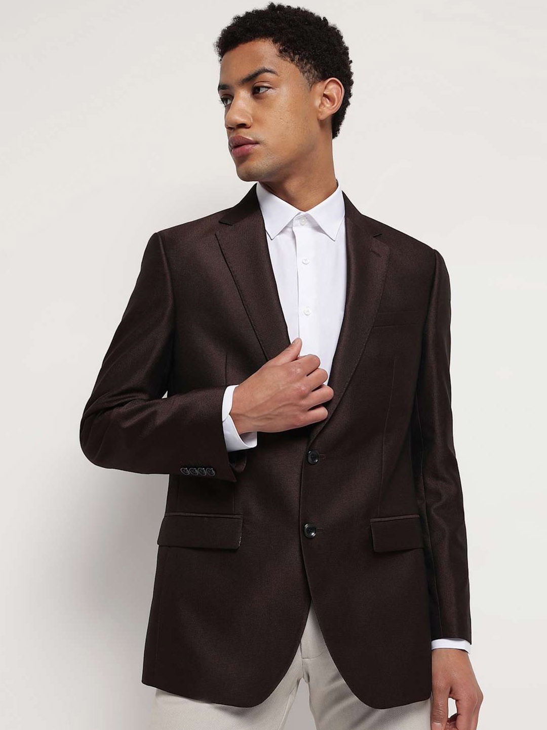 

Marks & Spencer Textured Single-Breasted Blazer, Burgundy