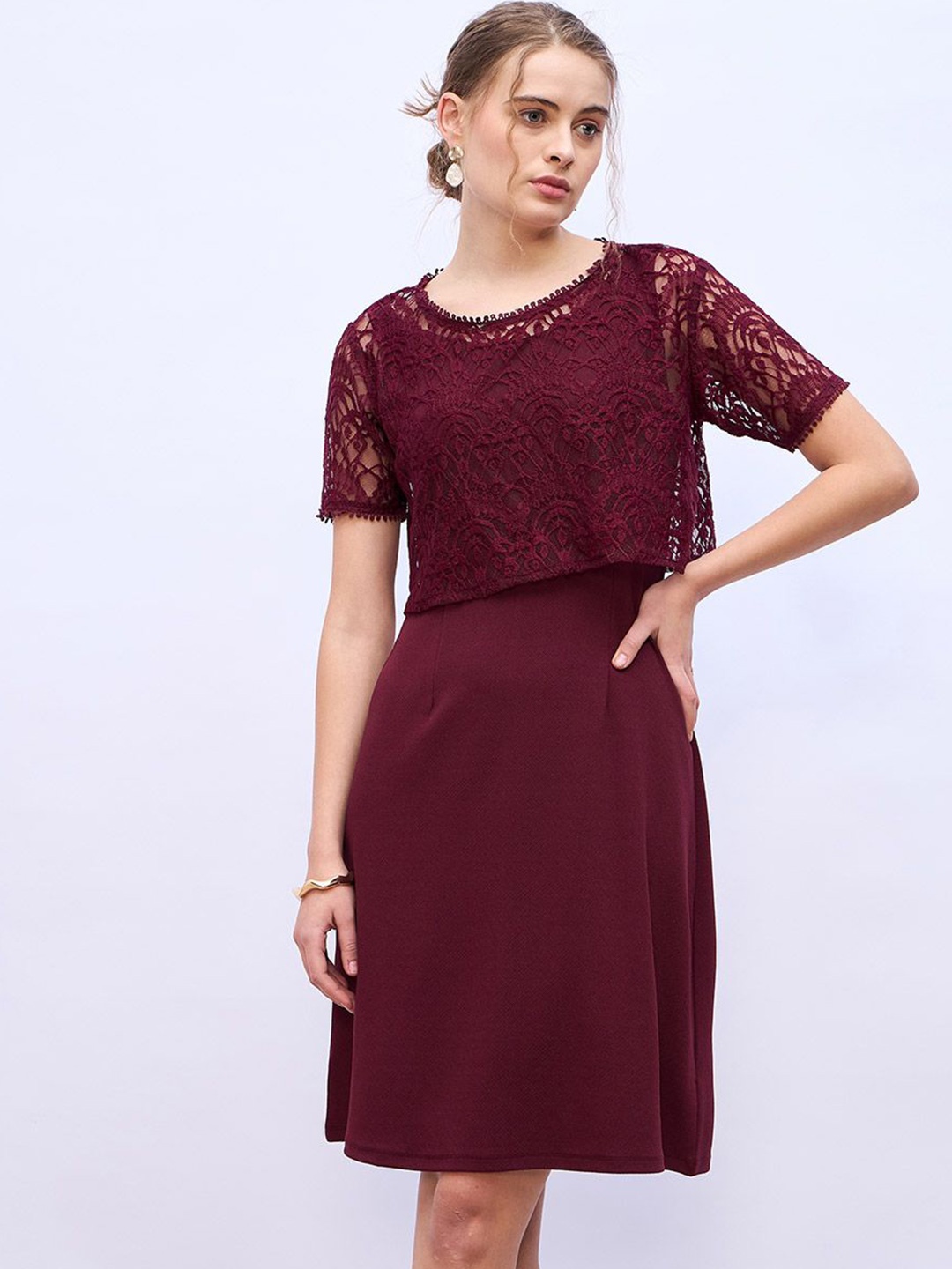 

Styli Sheath Midi Dress, Burgundy