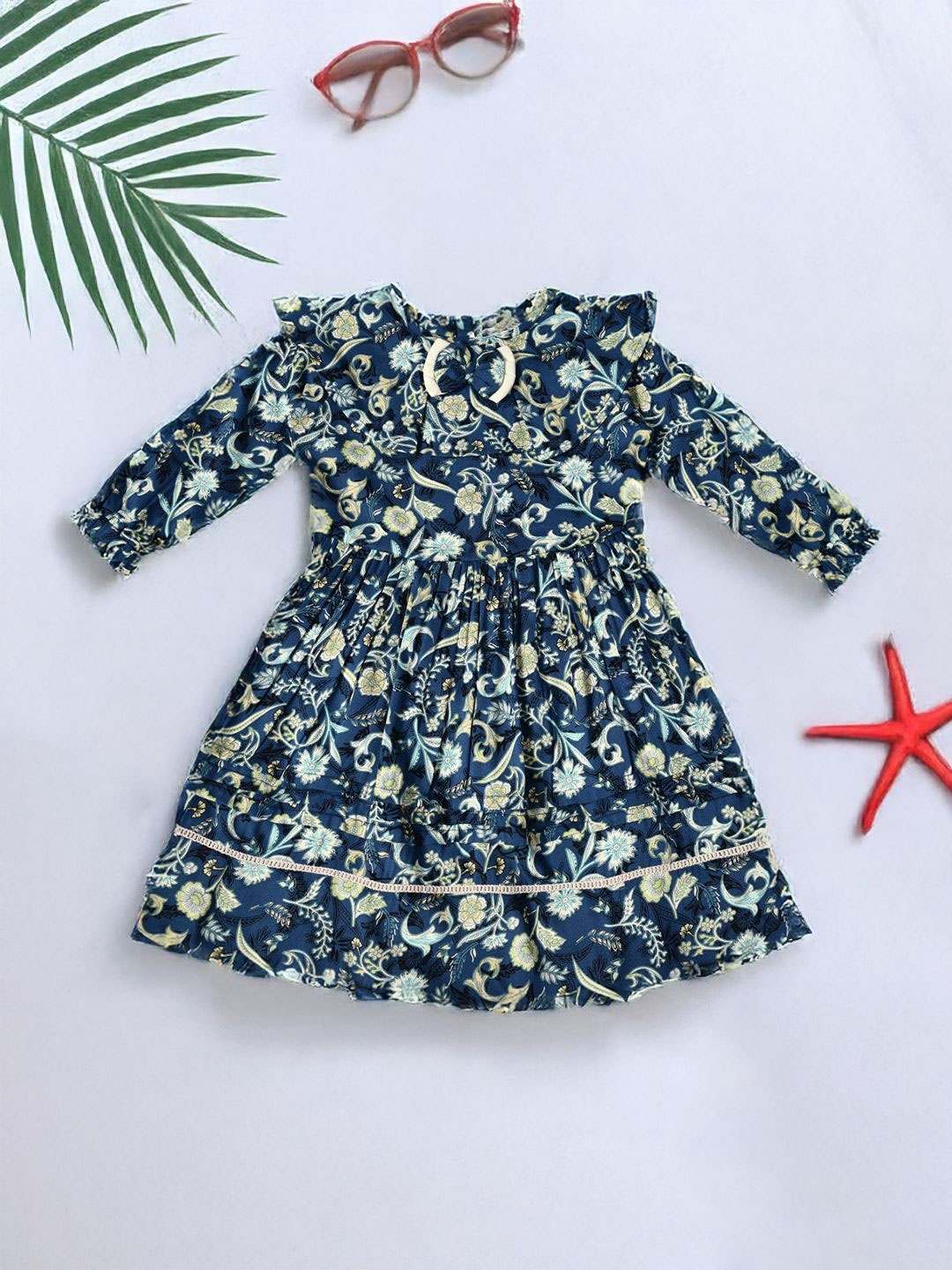 

Bella Moda Floral Print Fit & Flare Dress, Navy blue