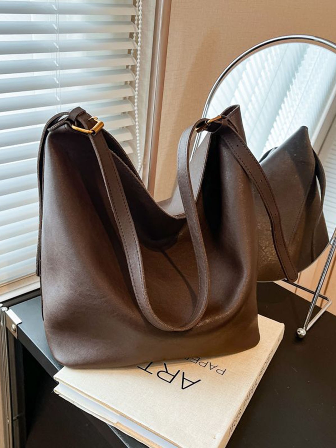 

StyleCast x Revolte PU Bucket Shoulder Bag, Coffee brown