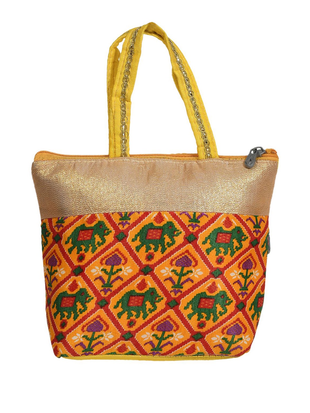 

Kuber Industries Ethnic Motifs Structured Shoulder Bag with Quilted, Yellow