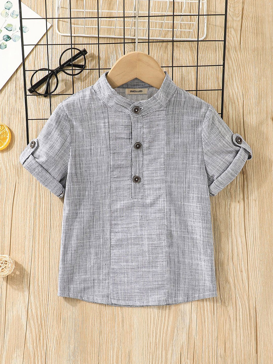 

INCLUD Boys Opaque Casual Shirt, Grey