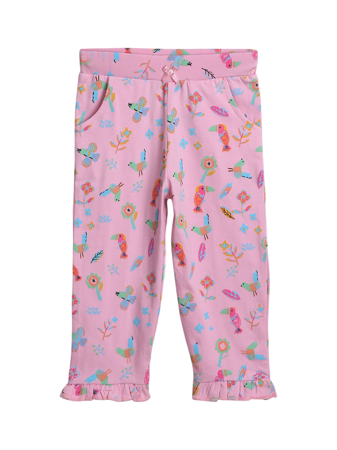 

BONTOTS Infant Girls Printed Organic Cotton Mid-Rise Ankle-Length Leggings, Pink