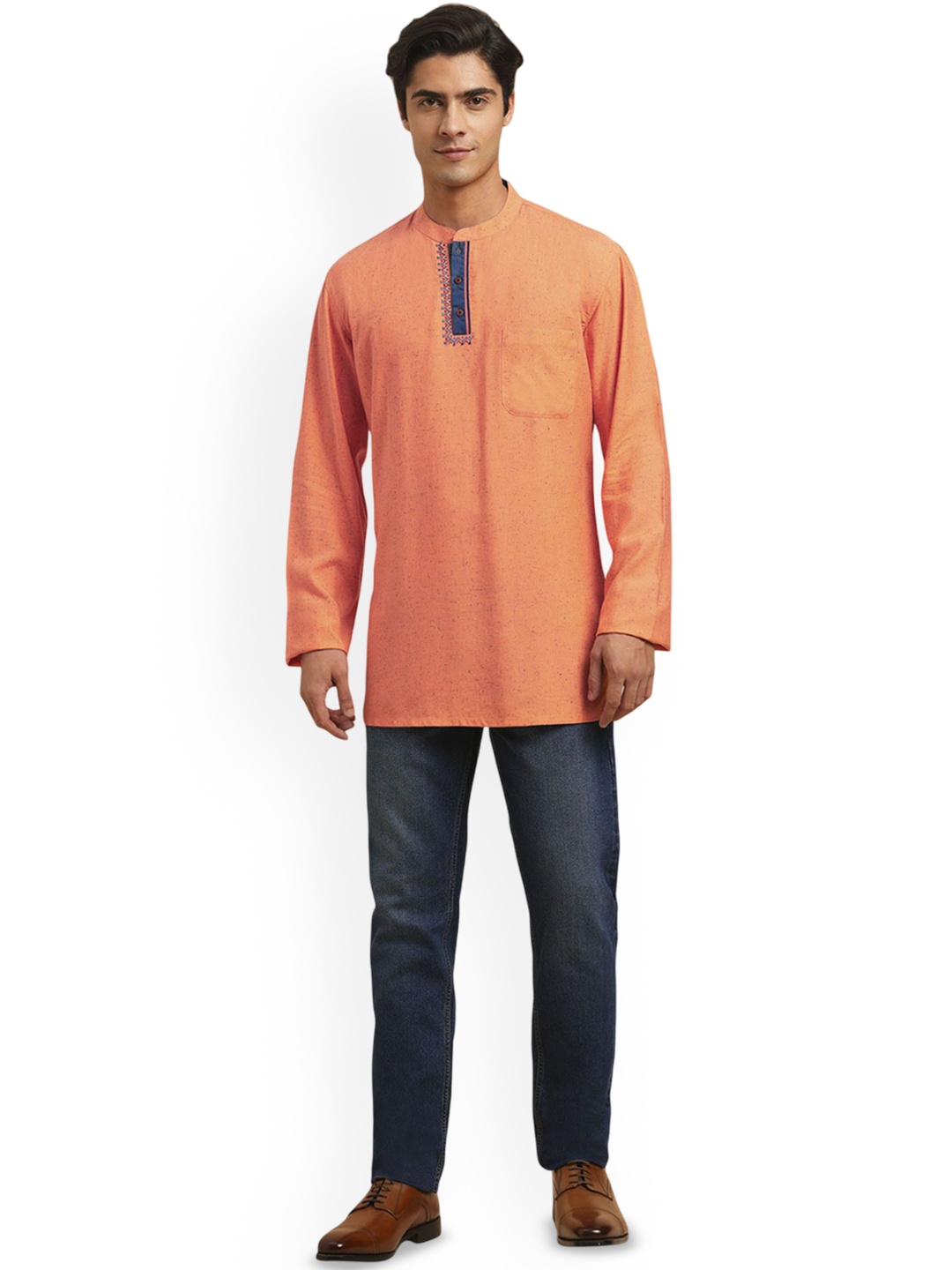 

Arch element Men Thread Work Kurta, Orange