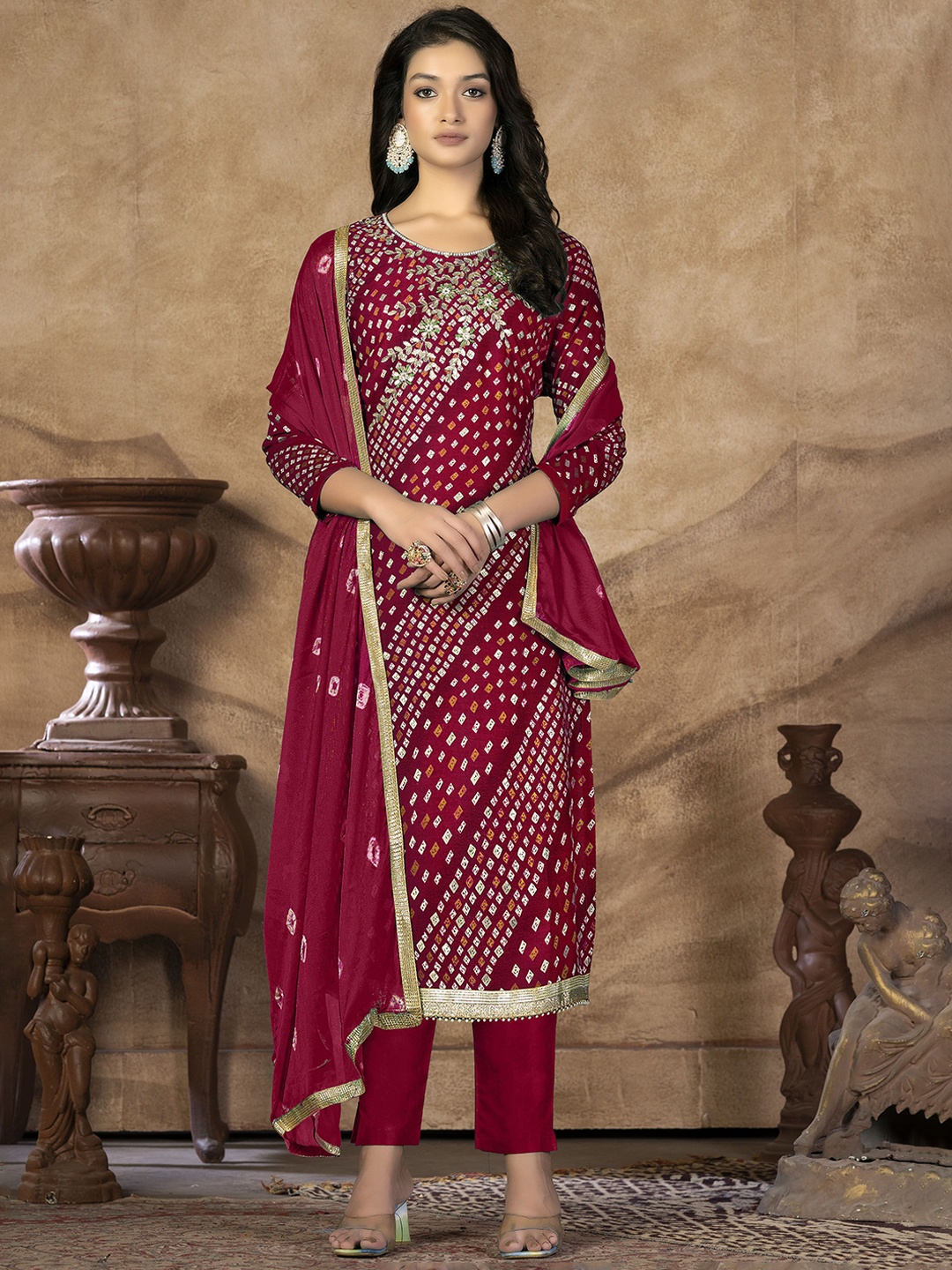 

SAINOOR Embellished Pure Cotton Semi-Stitched Dress Material, Pink