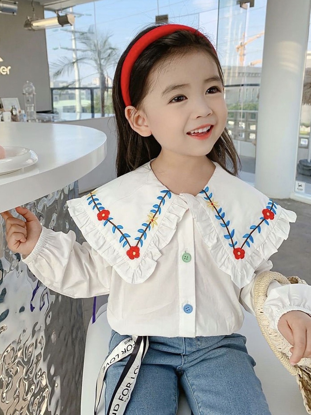 

LULU & SKY Girls Opaque Casual Shirt, White