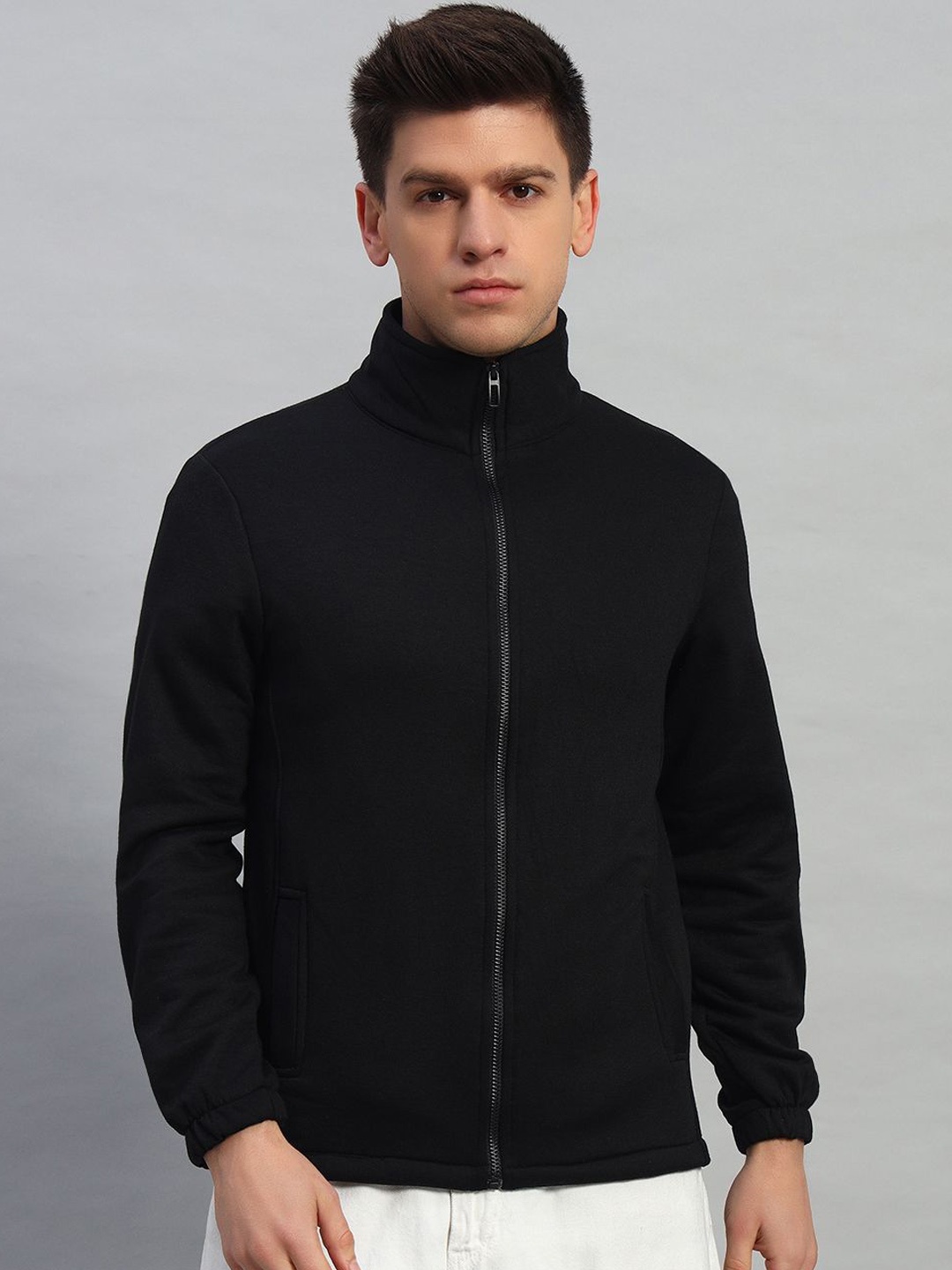

NATURE CRAFT Men Fleece Lightweight Sporty Jacket, Black
