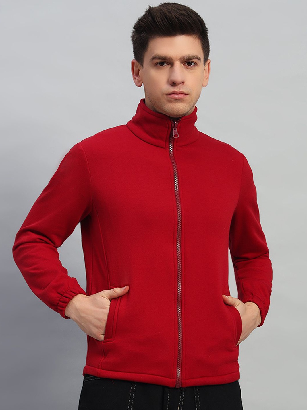 

NATURE CRAFT Men Fleece Lightweight Sporty Jacket, Red