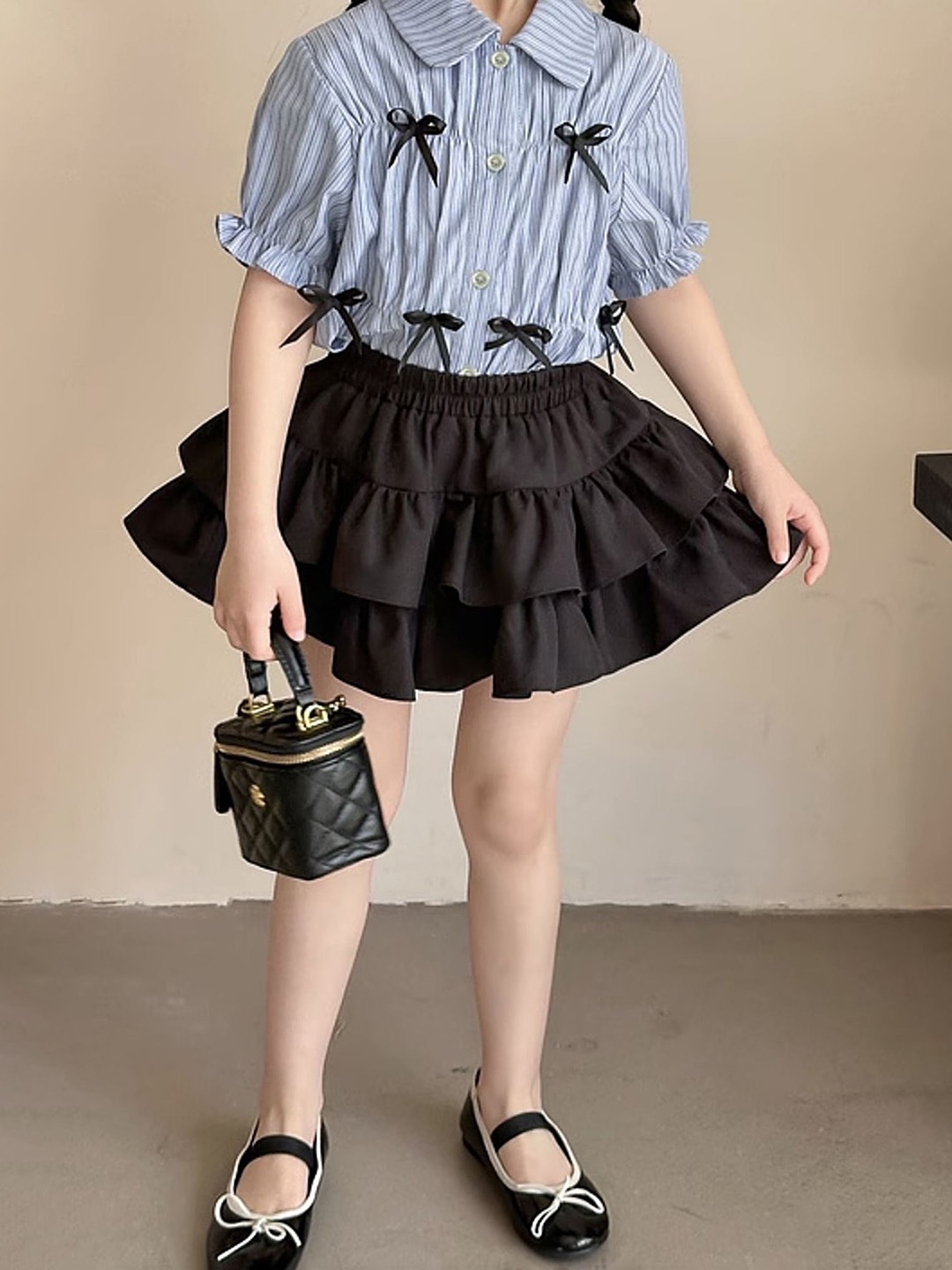 

LULU & SKY Girls Tiered Mini Skirts, Black