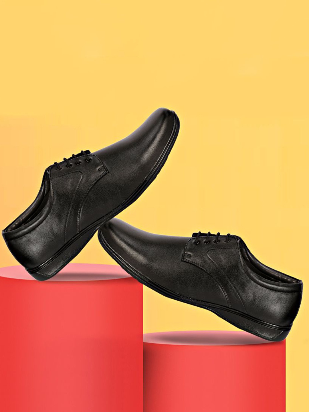 

WENZEL Men Leather Formal Derbys, Black