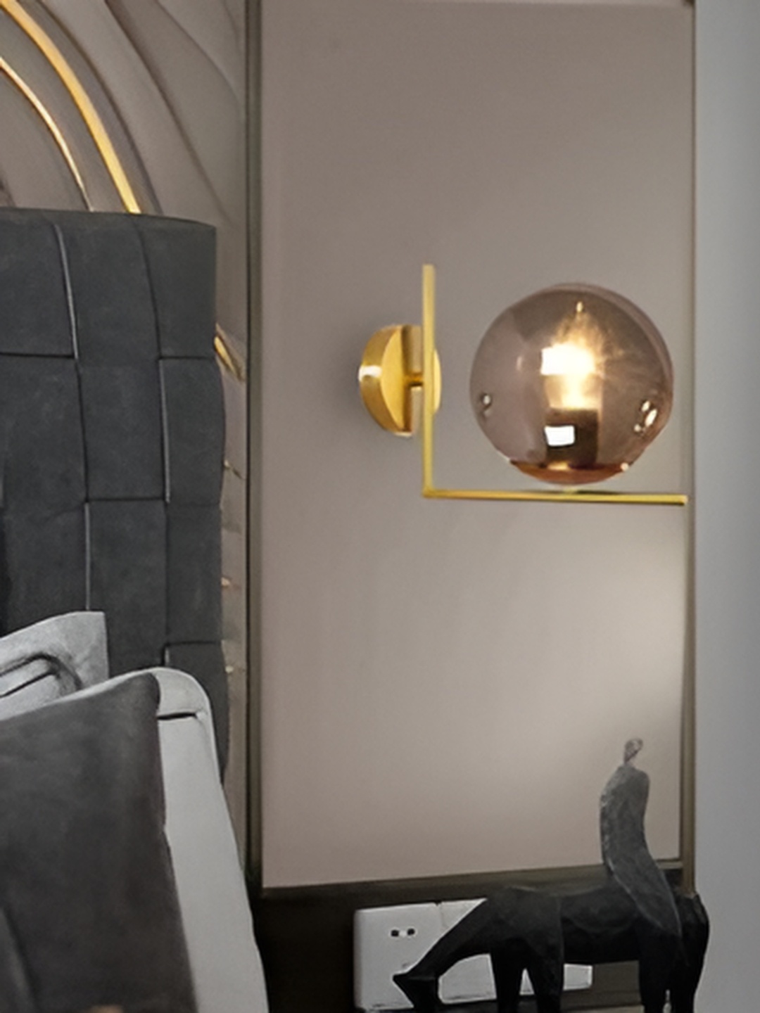 

GAUVIK Gold-Toned & Brown Metal Quirky Spherical Shaped Wall Lamp
