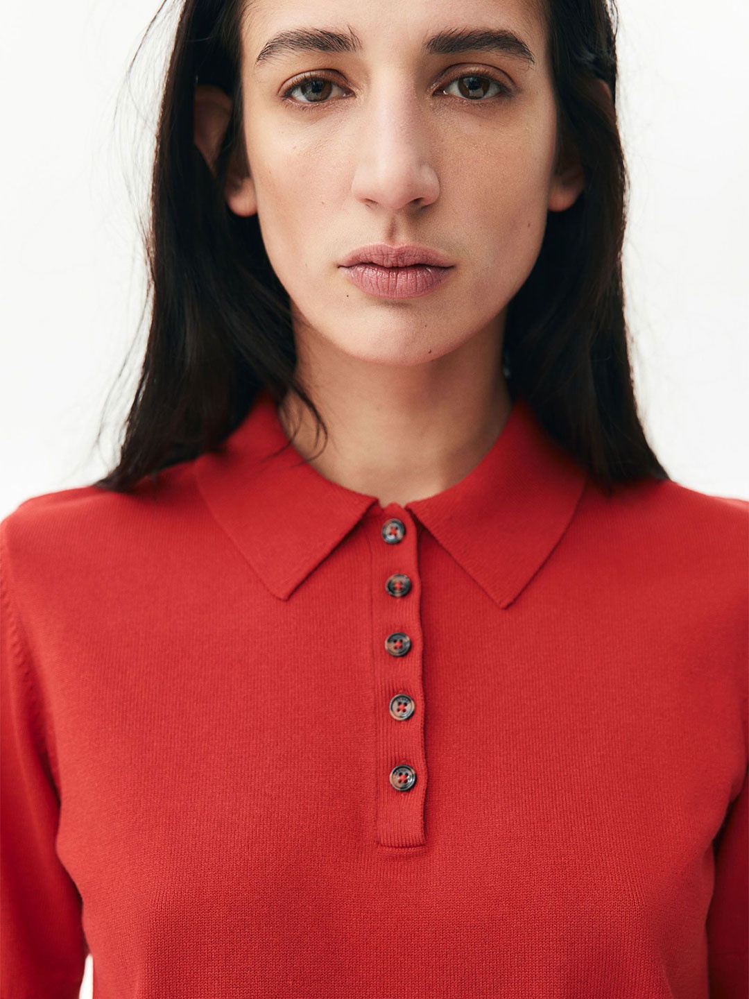 

H&M Fine-Knit Polo Shirt, Red