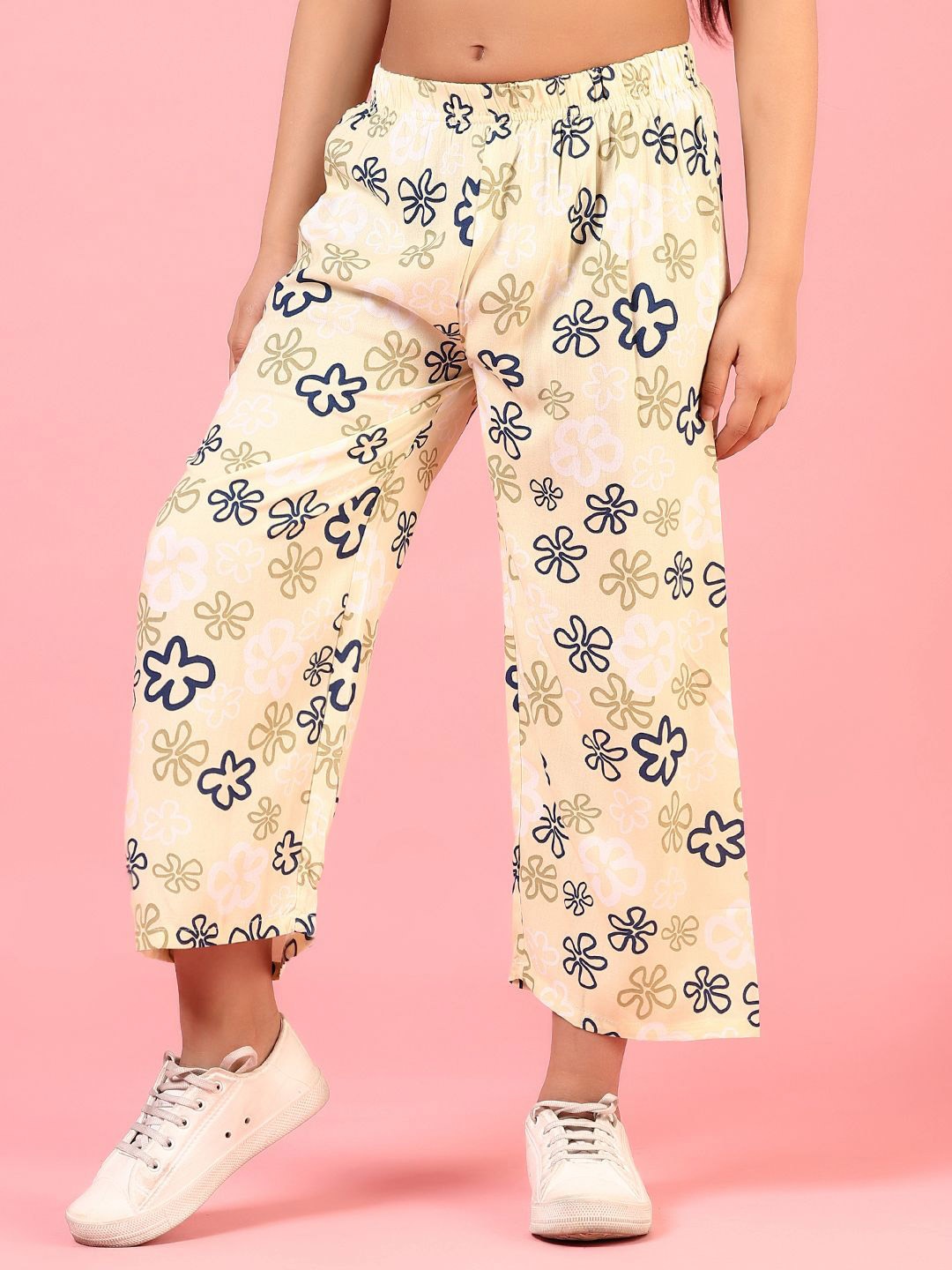 

V-Mart Girls Ethnic Motifs Printed Palazzos, Cream