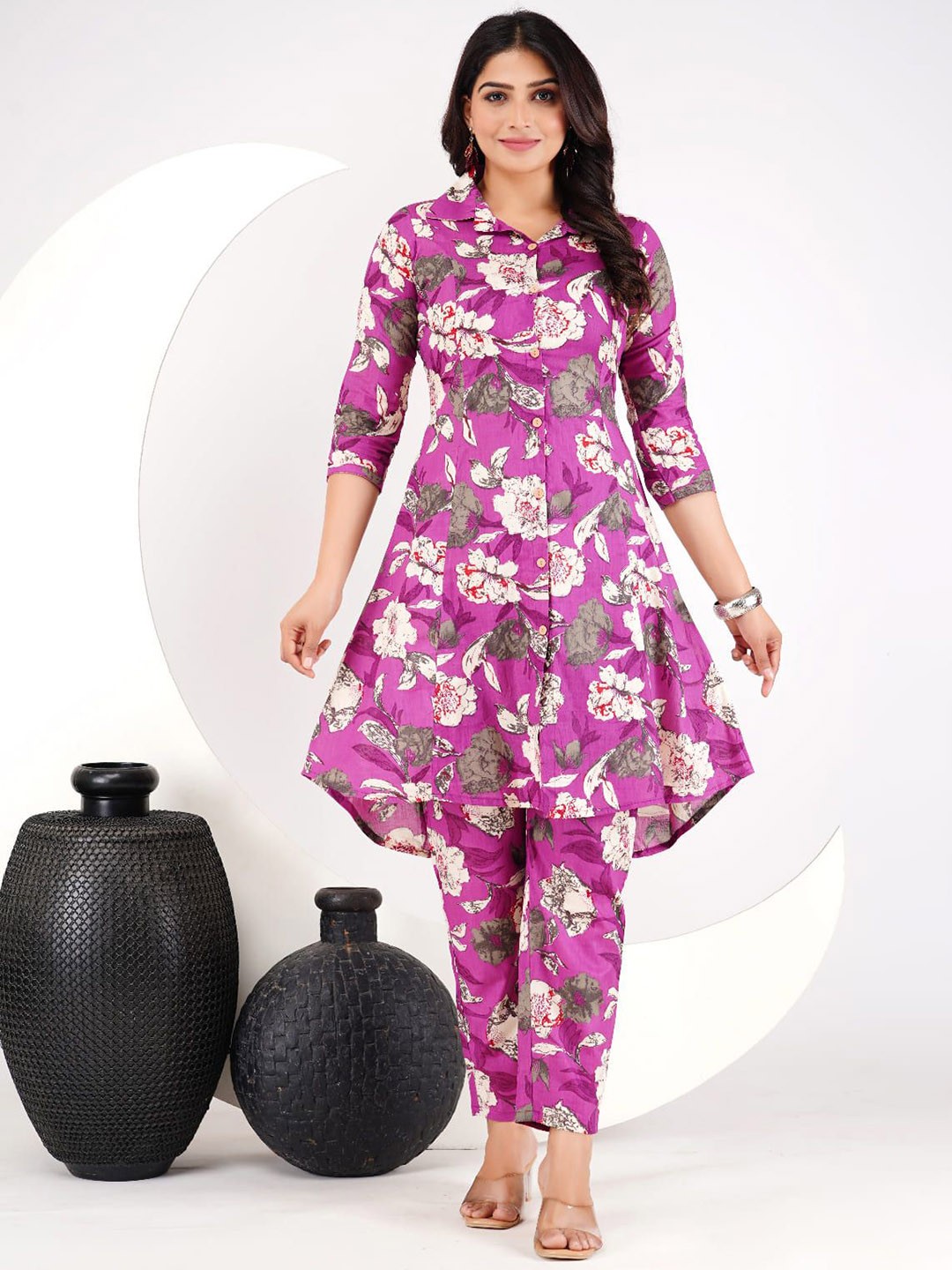 

PAIRS4U Printed Shirt With Trouser Co-Ords, Purple