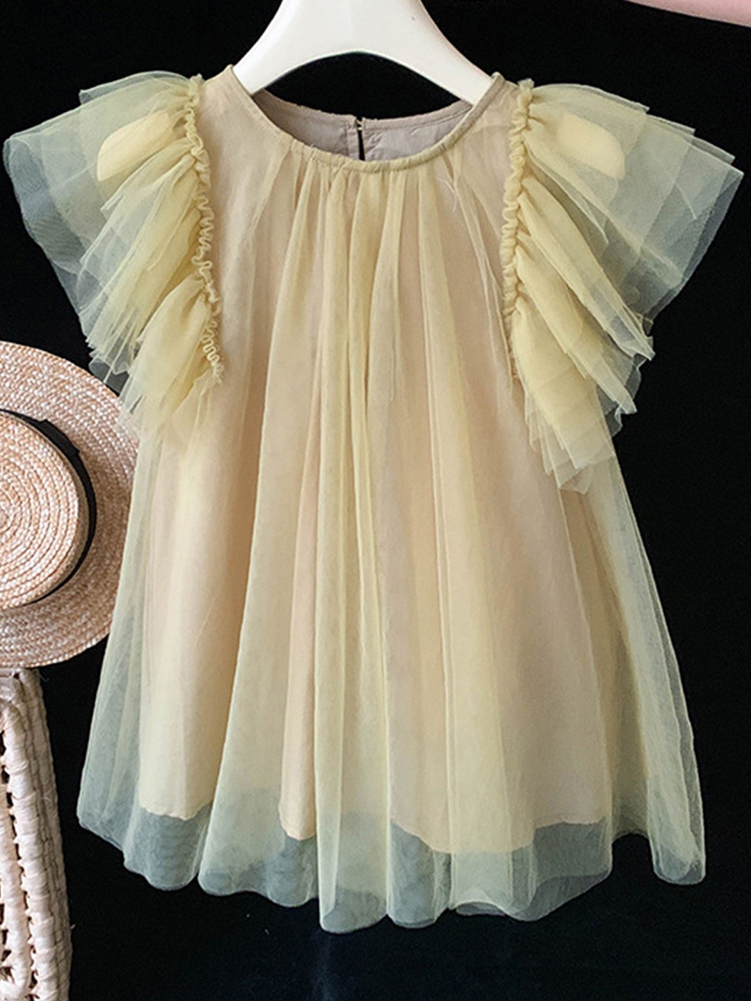 

LULU & SKY Flared Sleeve A-Line Dress, Yellow