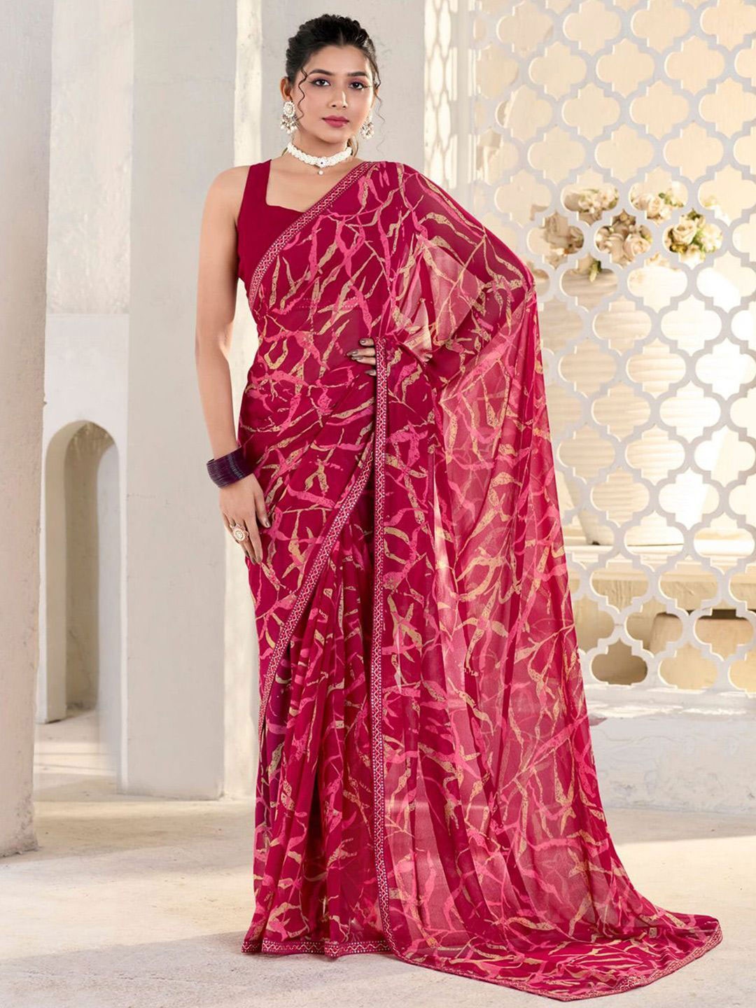 

DIVASTRI Pure Georgette Saree, Maroon