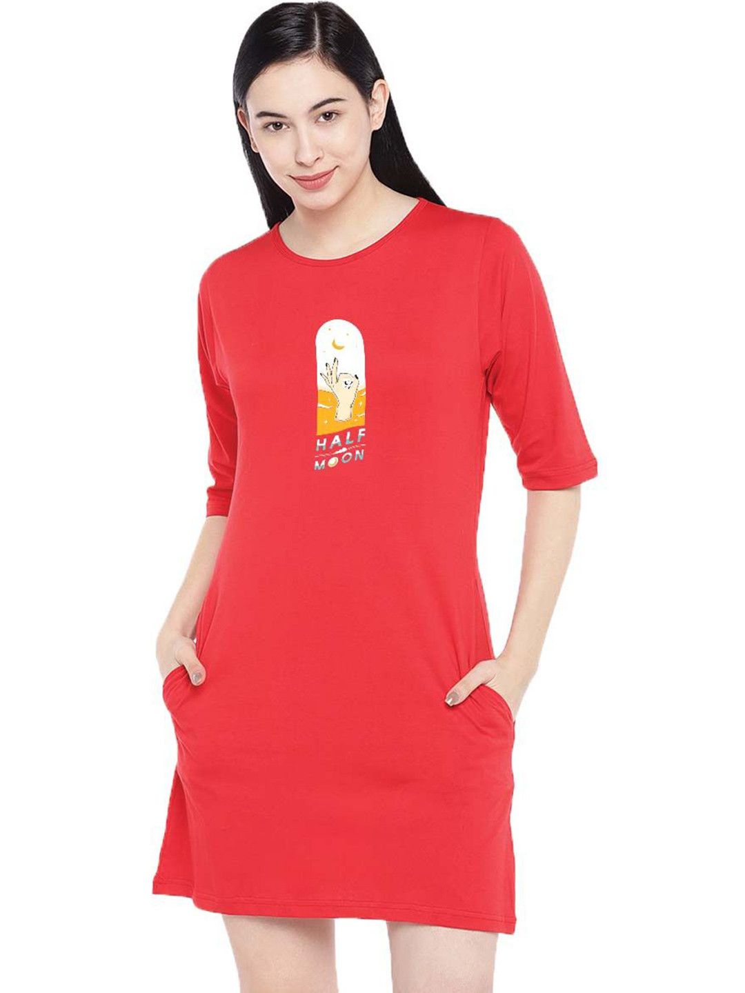 

Moda Rapido Print T-shirt Dress, Red