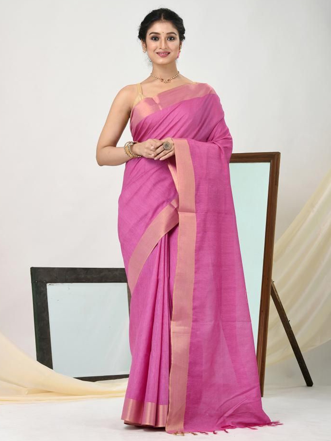 

VIBHAVARI Zari Saree, Pink