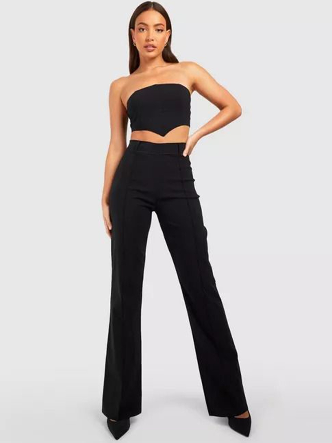 

PRIZO Strapless Madison Top With Trousers Co-Ords, Black