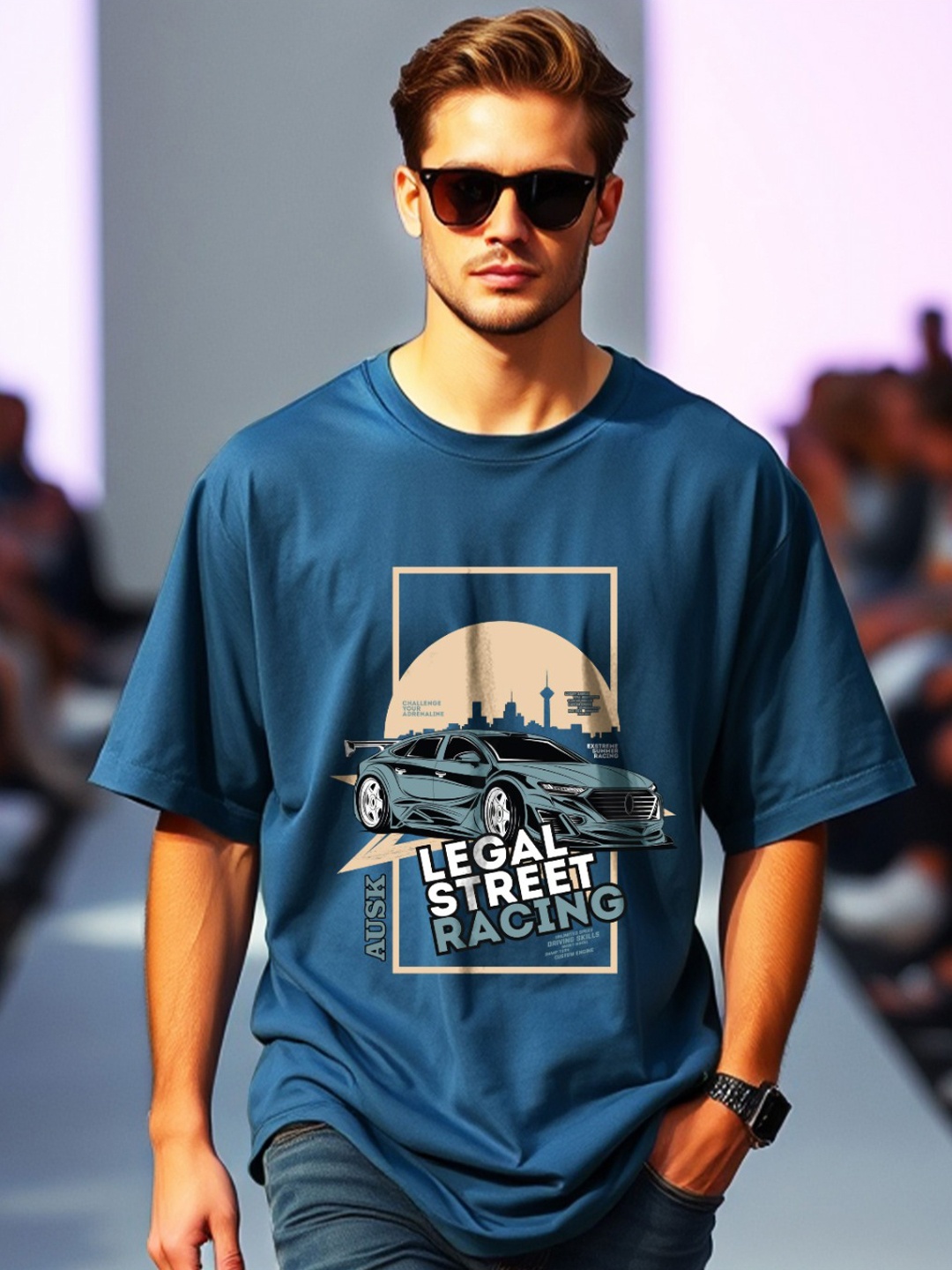 

AUSK Men Printed Applique T-shirt, Teal
