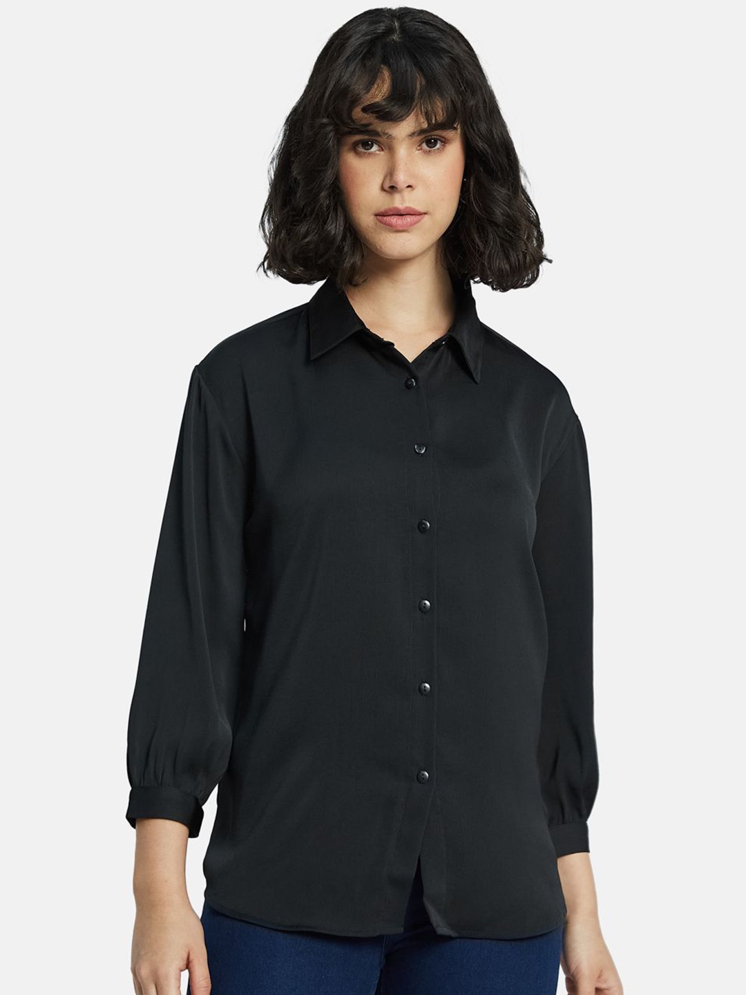 

METTLE Women Opaque Casual Shirt, Black