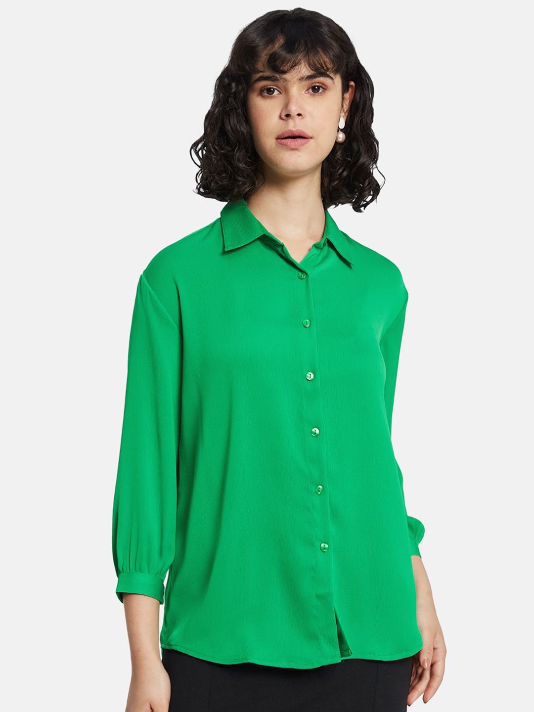 

METTLE Women Opaque Casual Shirt, Green
