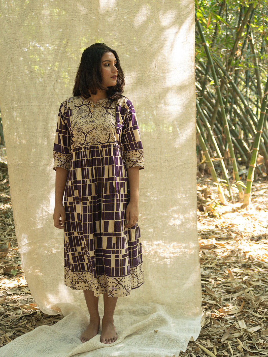 

Uttariya Print Empire Maxi Dress, Purple